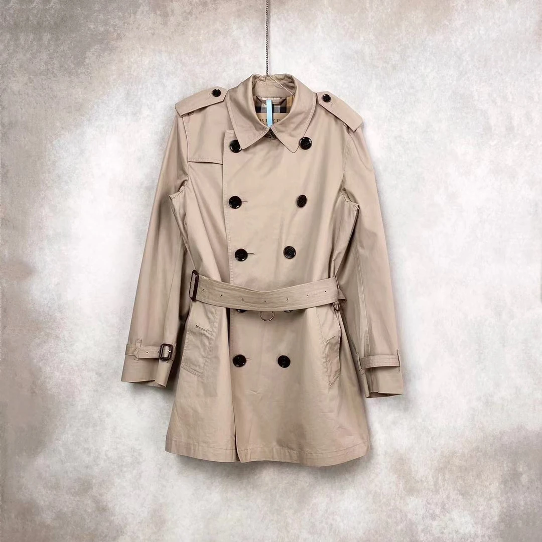 BURBERRY/博柏利16362 卡其色双排扣风衣 s码