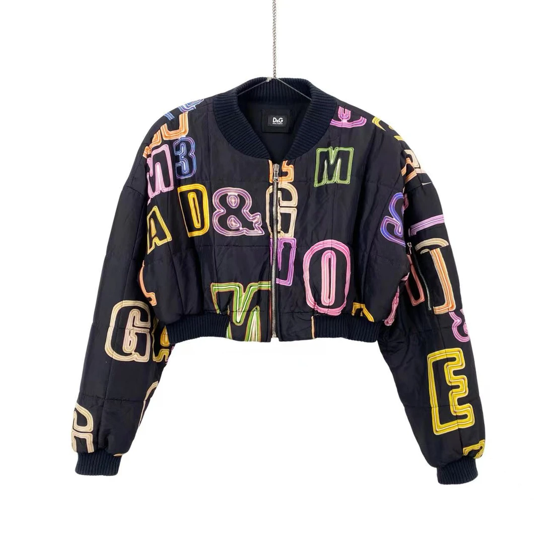 hh0124 dg 短款字母印花棉服 38码 市场价6600 95新