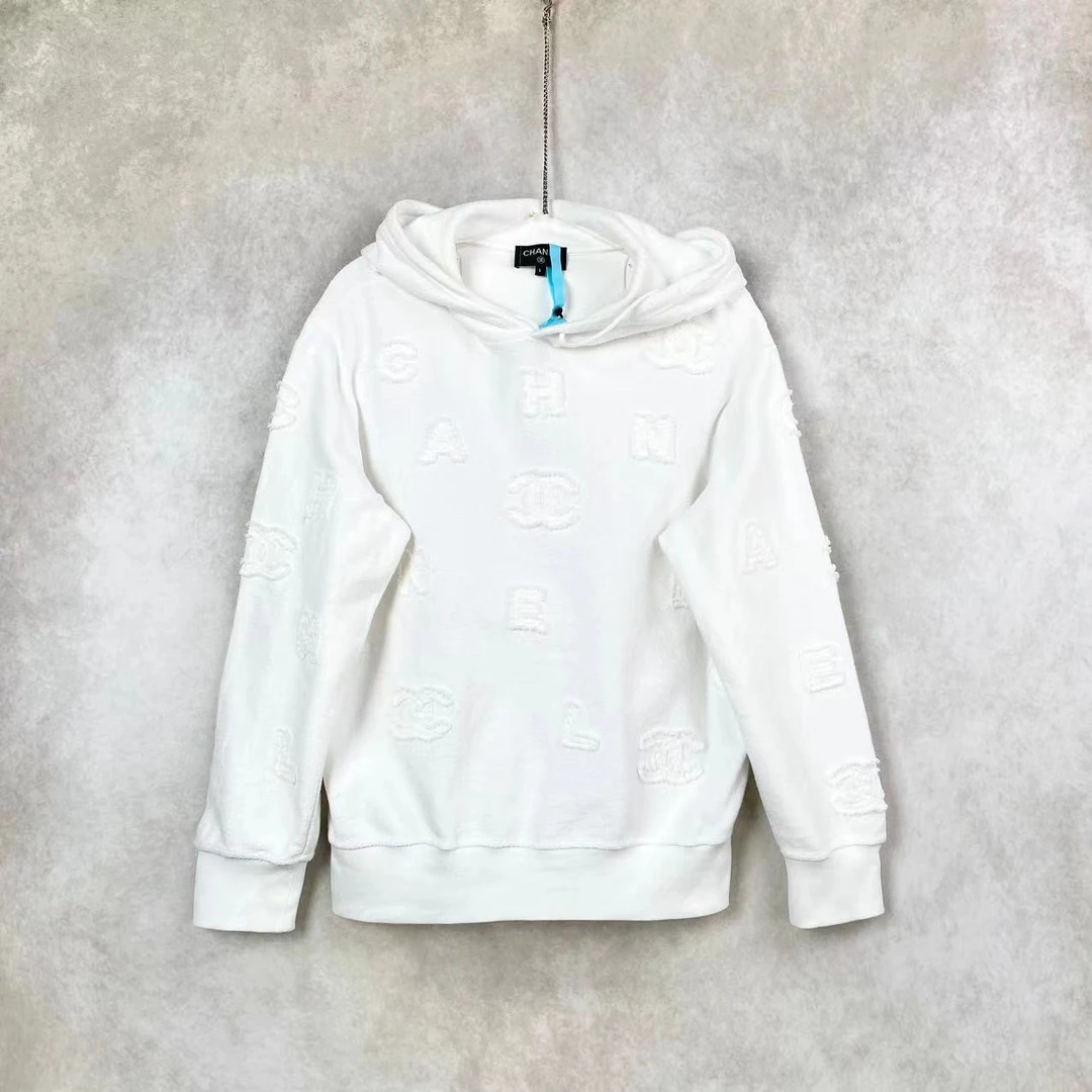 Chanel/香奈儿16768  白色logo帽衫 l码