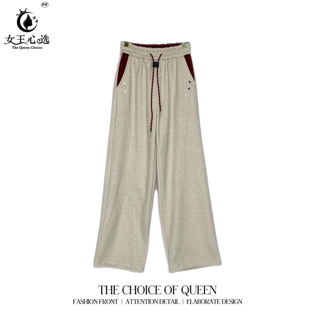 棉加绒现货【衣圆圆】D99711秋季新款潮流双口袋净版系带阔腿长裤