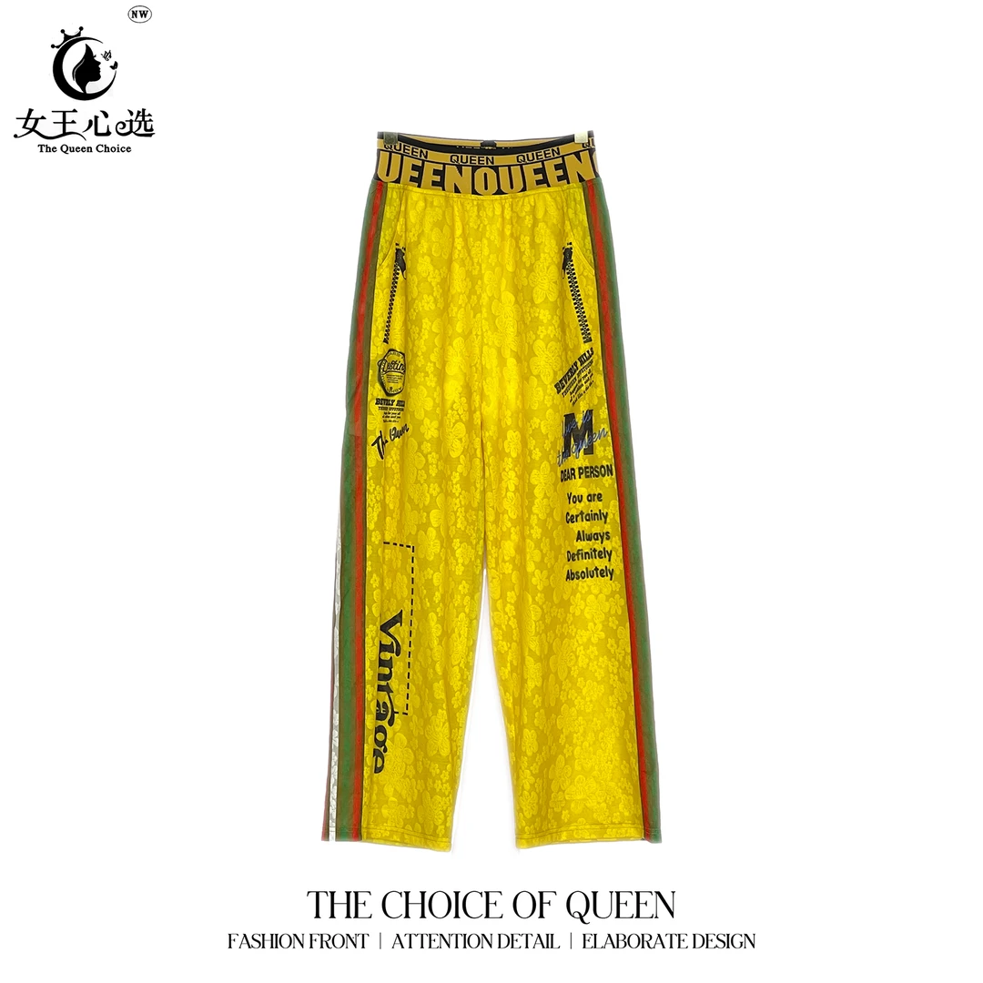 蕾丝现货【衣圆圆】D38039夏季新款潮流宽松双拉链M直筒阔腿裤