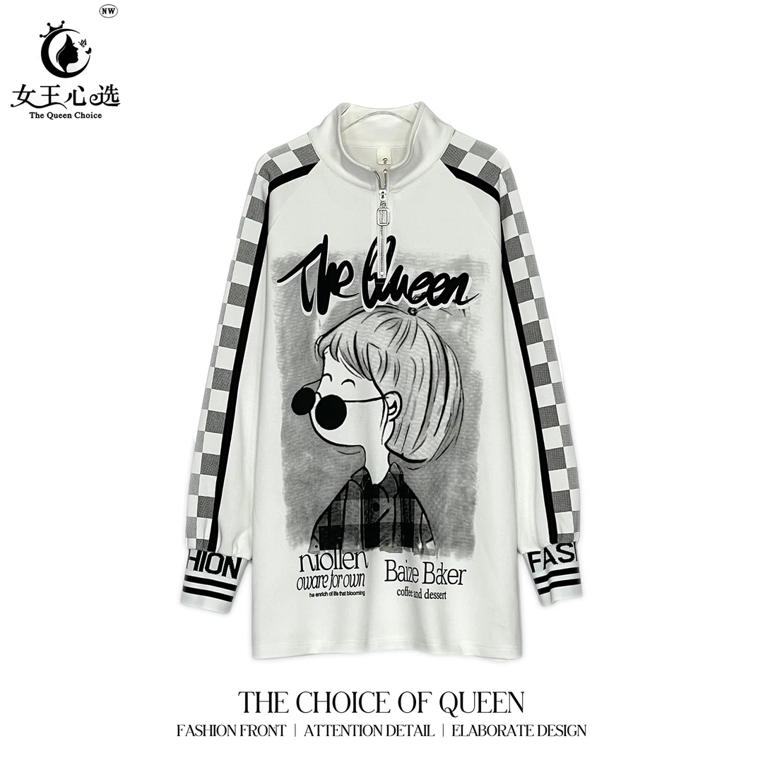 棉现货【衣圆圆】D97821秋季新款字母小孩戴眼镜定制拉链长袖打底