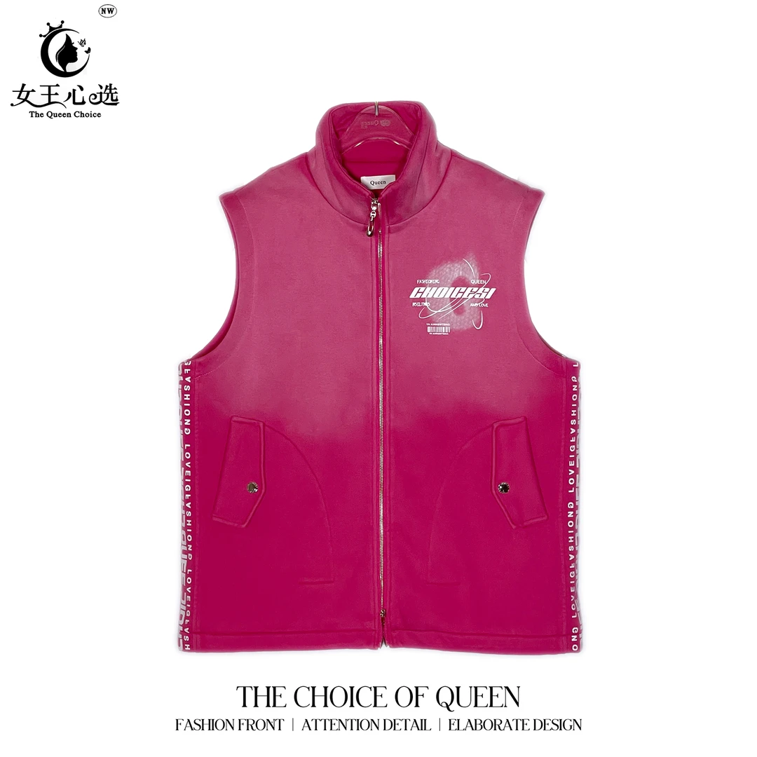 棉加厚【衣圆圆】D39520秋季大口袋拉链新款净版时尚充棉白搭马甲