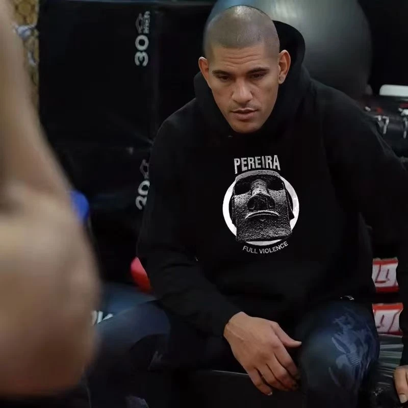 UFC佩雷拉石头卫衣2025新款秋冬加绒加厚休闲外套跑步连帽石头人
