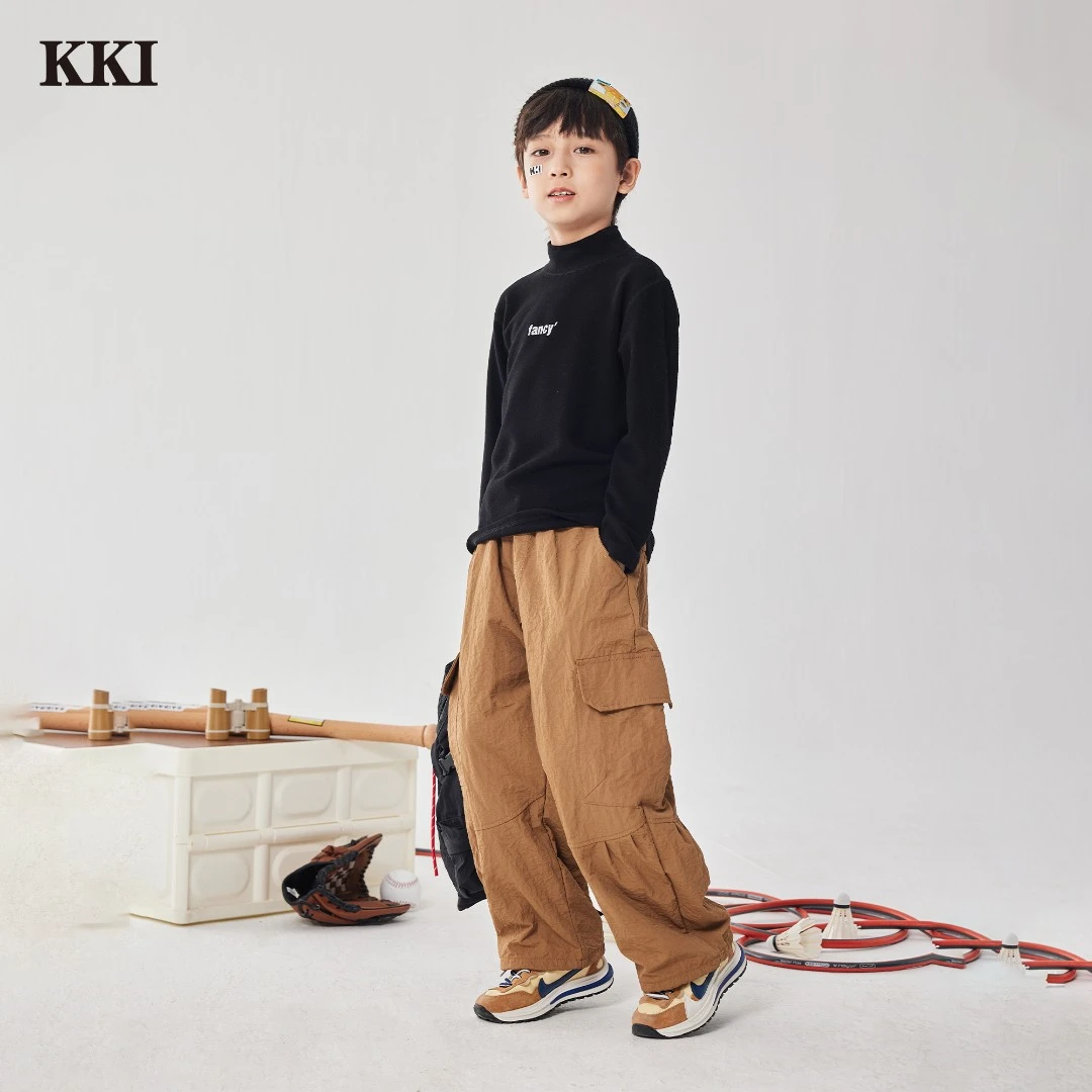 【KKI】（锦纶防水工装裤）男童冬季加绒中大童宽松时尚百搭春季裤子