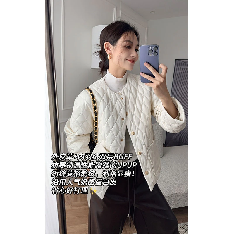 【特价捡漏】冰岛泡芙皮羽绒典雅气质金扣鹅绒夹克外套美洋MEIYANG