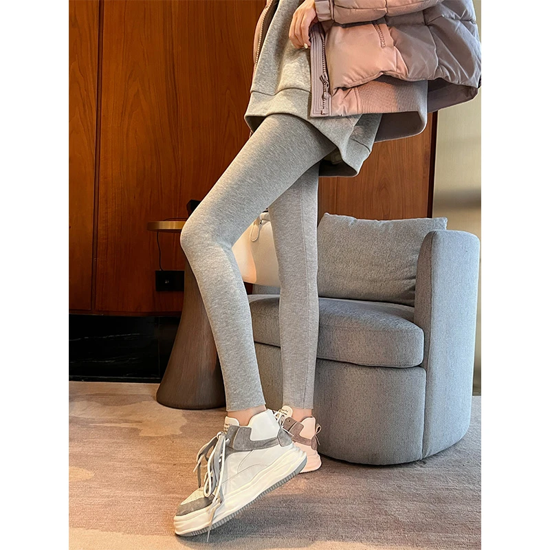 【特价捡漏】芭比打底裤 定制塑身罗纹肌理发热磨毛绒高腰九分裤