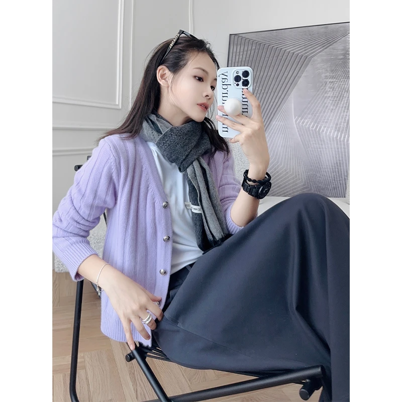 美洋MEIYANG【清仓特卖捡漏】银像羊绒开衫 康赛妮|V领弹力针织衫