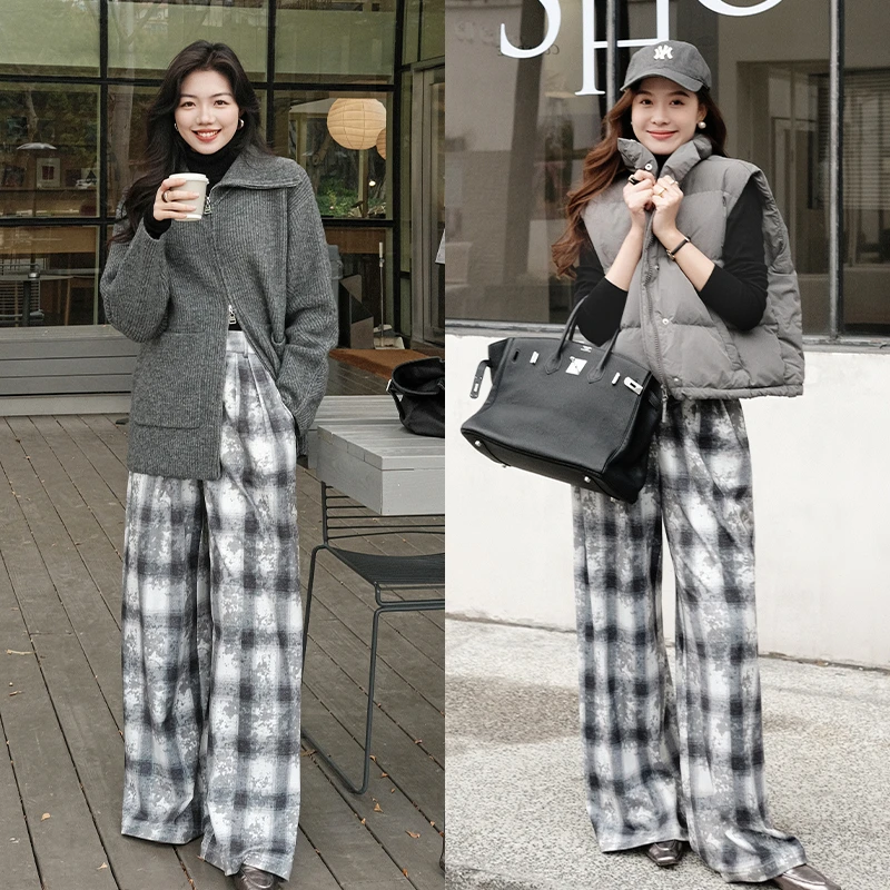 【特价捡漏】雾都休闲裤 防风印花废土风泼墨格纹阔腿裤美洋MEIYANG