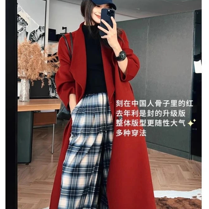 【秋冬优选】朱砂痣大衣 新年战袍！双排扣双面呢外套美洋MEIYANG