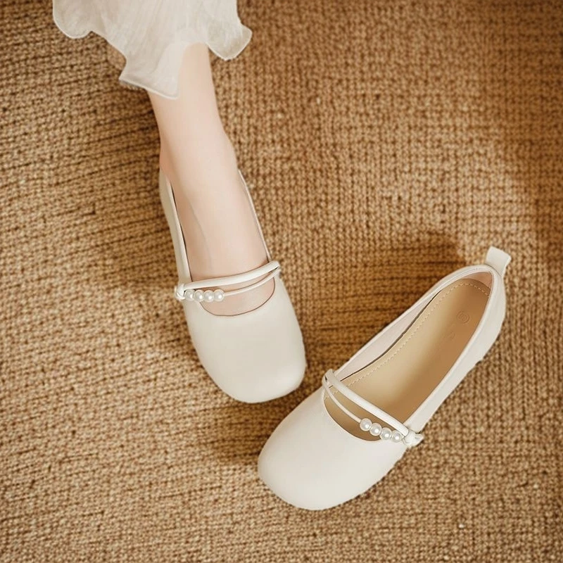 单鞋软底2024夏季玛丽珍珍珠温柔新款软皮百搭气质鞋夏天浅口学生