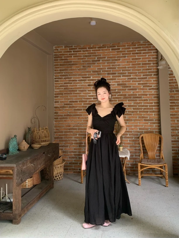 YJR叶老本儿 疏雨 法式气质显瘦时尚百搭休闲连衣裙YJR615