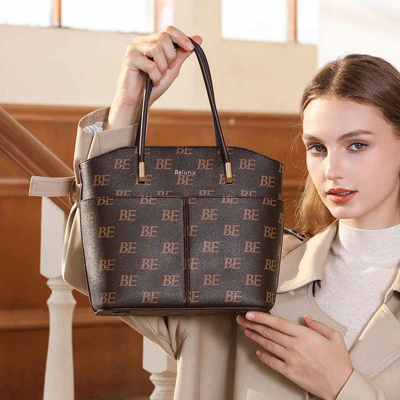 Belunis贝伦妮斯 欧美时尚轻奢品牌波斯顿女包单肩大容量水桶包