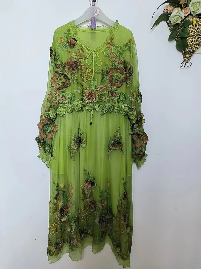 梅妃含香仙子假两件桑蚕丝连衣裙22183-B