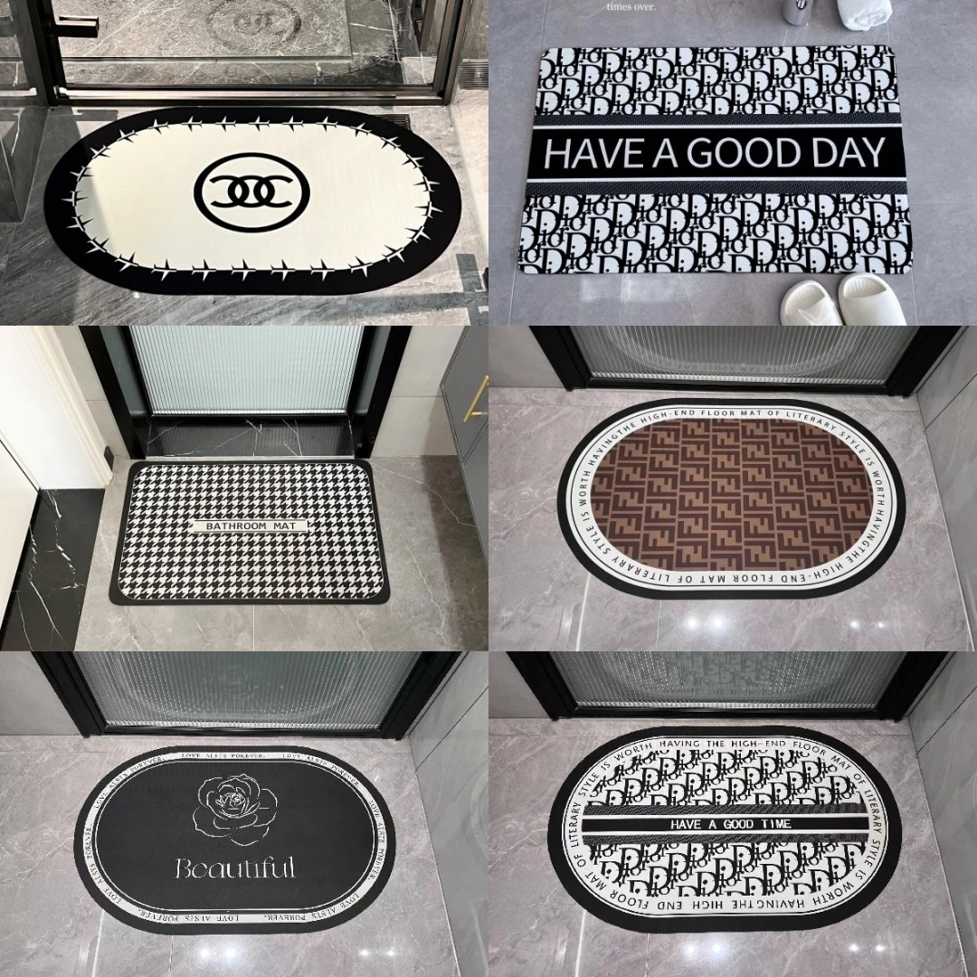 现代千鸟格硅藻泥地垫防滑吸水速干垫卫生间地垫吸水垫耐磨硅藻泥