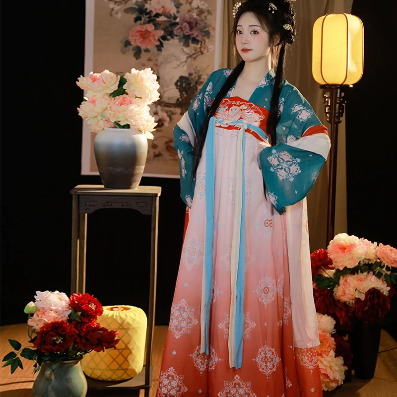 五号工坊原创汉服女 鸾回风翥 正版唐制刺绣复原款齐胸破裙春夏款