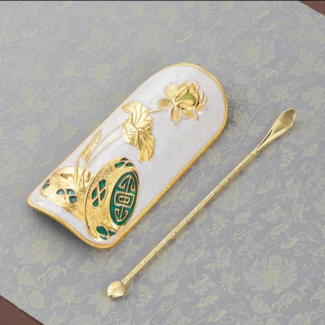 茶道配件合金茶勺铲功夫茶具中式零配轻奢精致高档莲花茶则B957