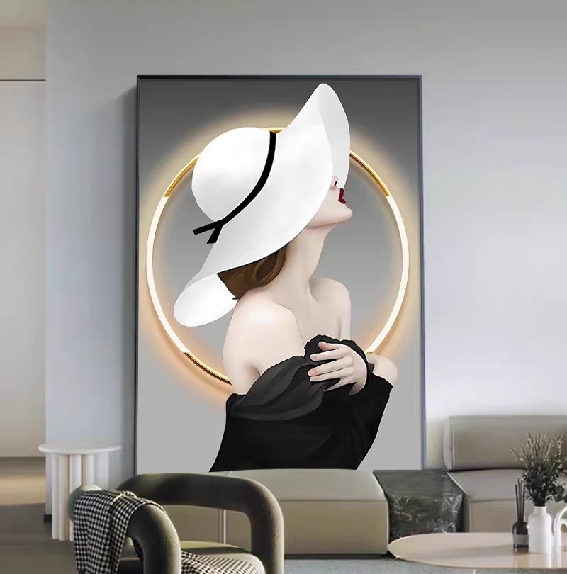 【银河】晶瓷镶钻艺术美女现代简约玄关楼梯走廊挂画80*120