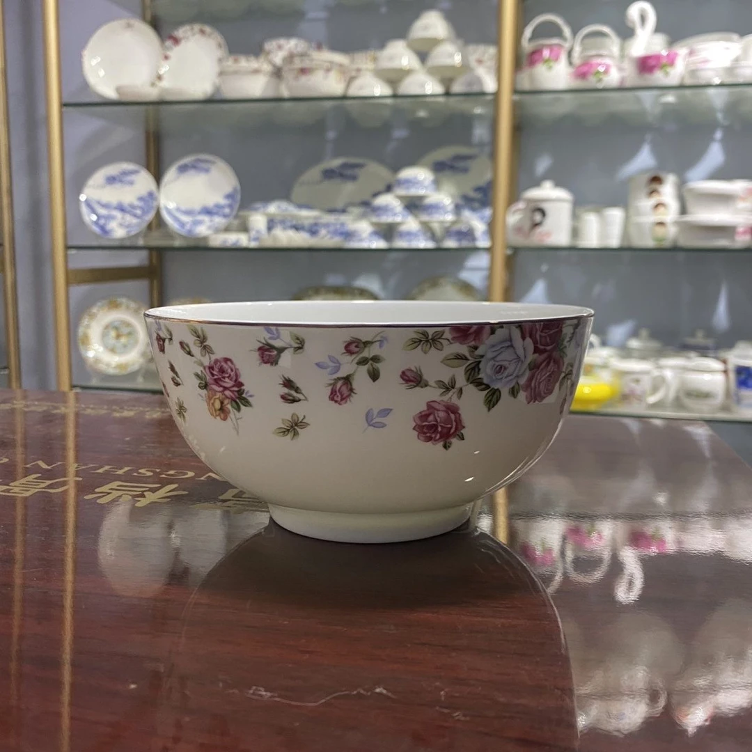 陶瓷家用6英寸奥碗唐山骨瓷碗高颜值饭碗面碗汤碗泡面餐具洋气