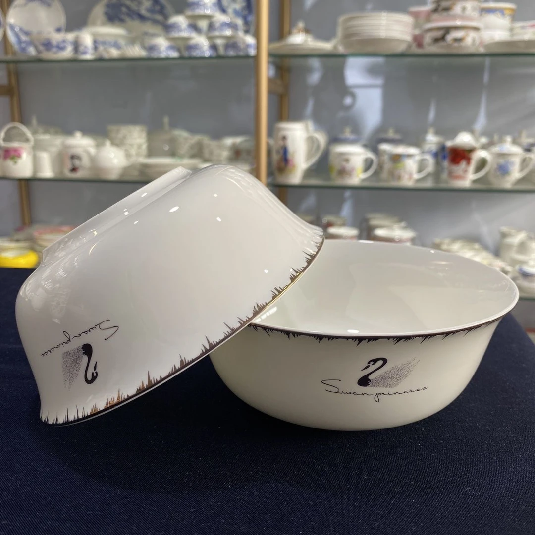 田园高档家用骨瓷餐具6英寸吃面碗大号米饭碗深碗陶瓷碗