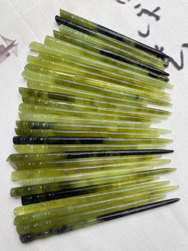 岫玉发簪发饰复古风素簪竹节寓意节节高升（偶有微瑕介意勿拍）