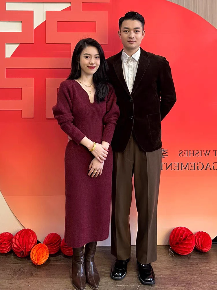 3061登记领证订婚礼服日常可穿富家千金高级感穿搭内搭针织连衣裙