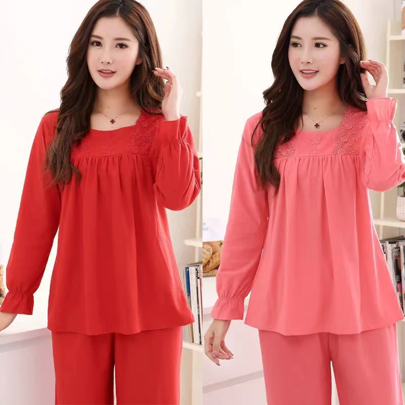2024新款睡衣女士春秋款舒适长袖加大码套头家居服