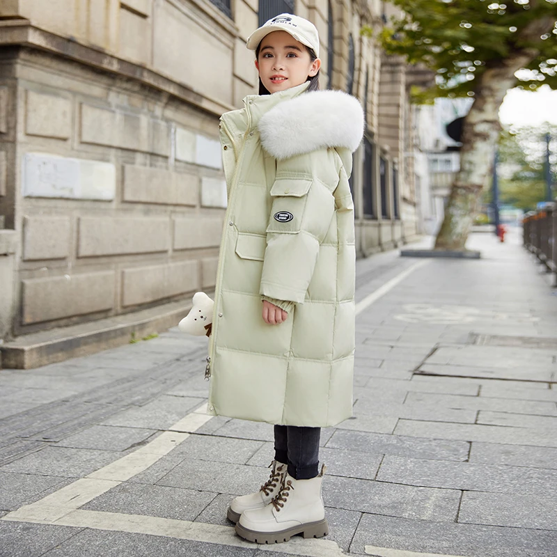 秋冬新款加厚大毛领羽绒服2024新款加厚外套羽绒服中长款连帽保暖