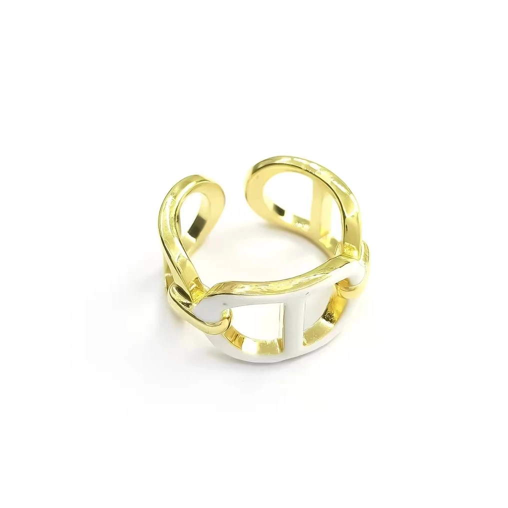 铜合金珐琅戒指 猪鼻子CD戒指 气质轻奢时尚百搭法式简约- XC5073