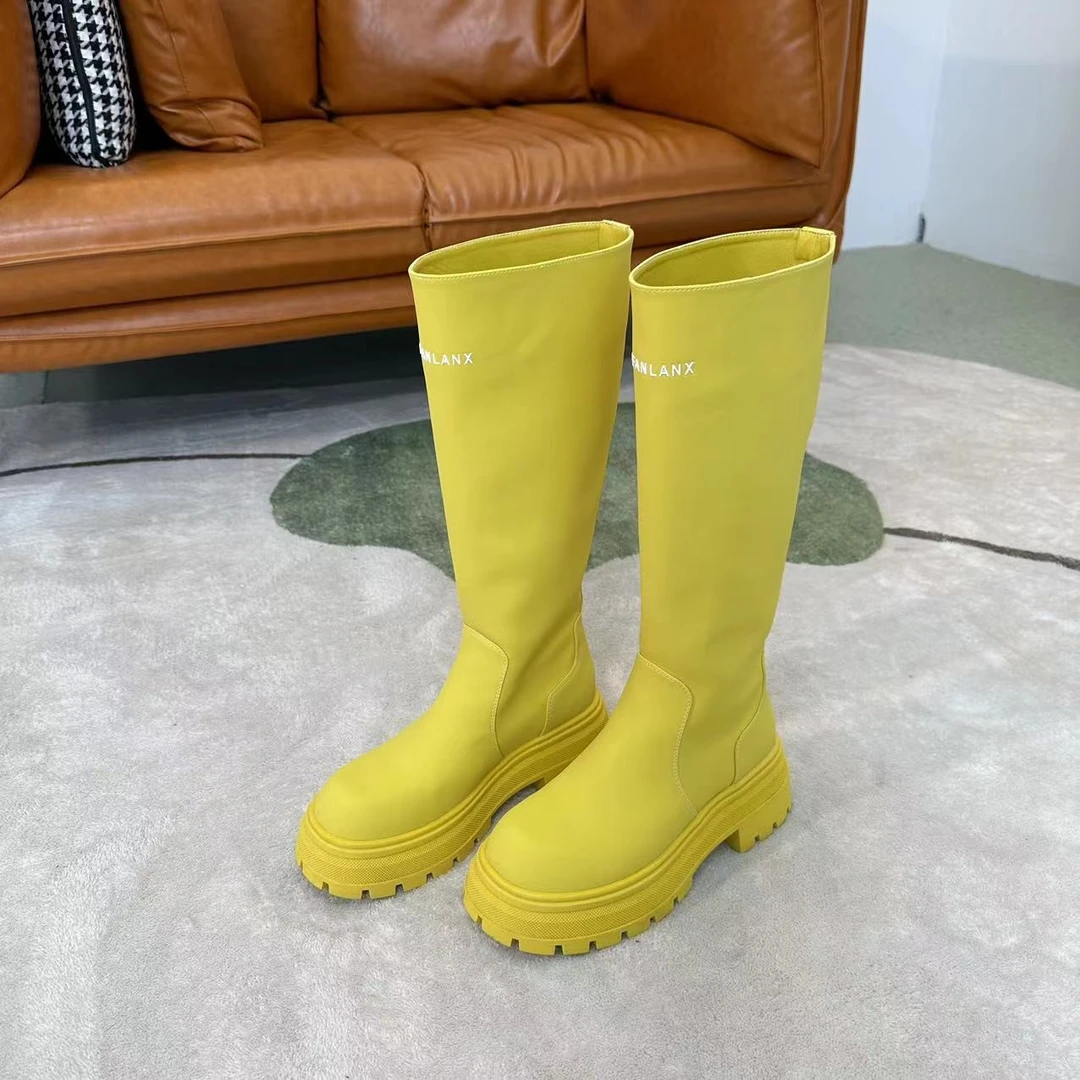 2024秋冬新款时尚百搭洋气高跟后底长筒靴504