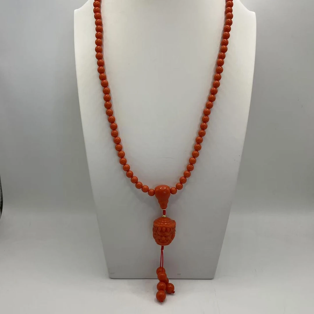 7号H99杉6mm圆珠佛公项链