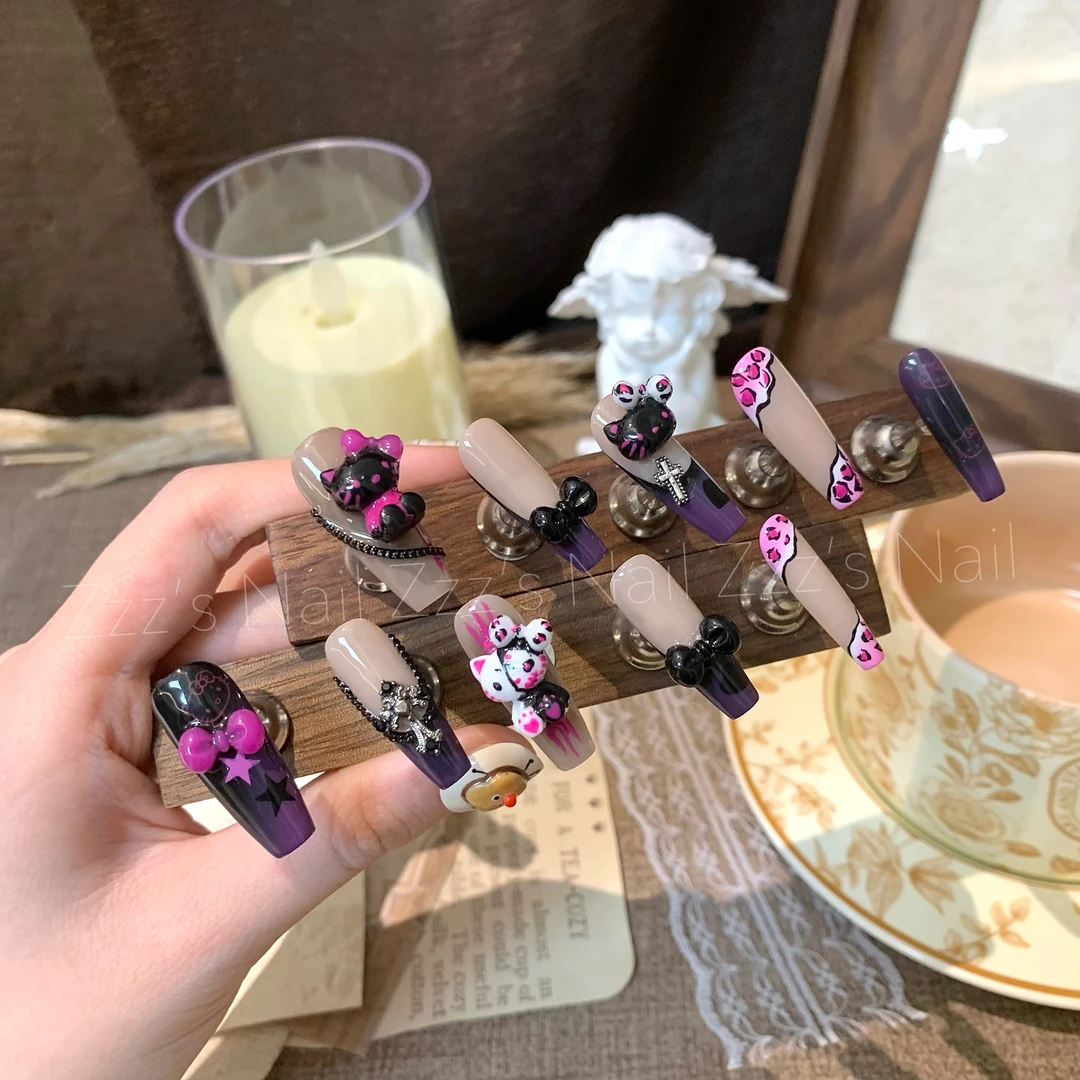 【恶魔KT】 定制KT款 辣妹风 Y2K 显白紫色搞怪KT 纯手工穿戴甲
