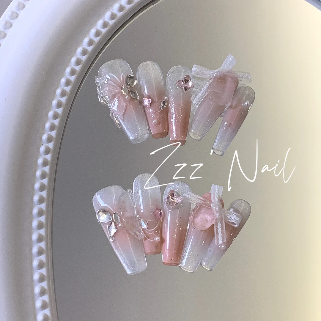 【粉香迷蝶】春夏氛围感 少女 温柔 纯手工穿戴甲