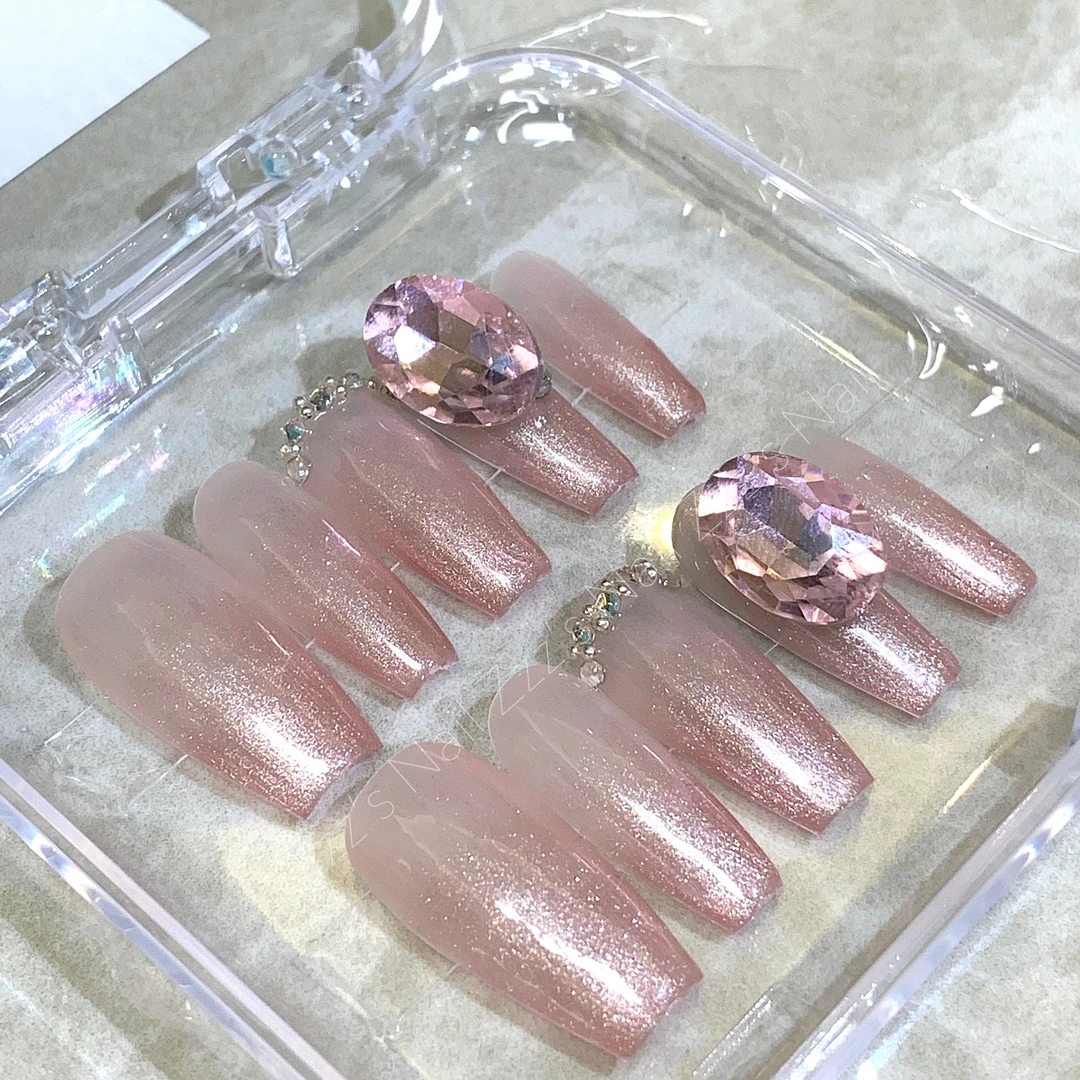 【粉柔猫眼】断码亏米浮力 NO退NO换NO售后 ！纯手工穿戴甲