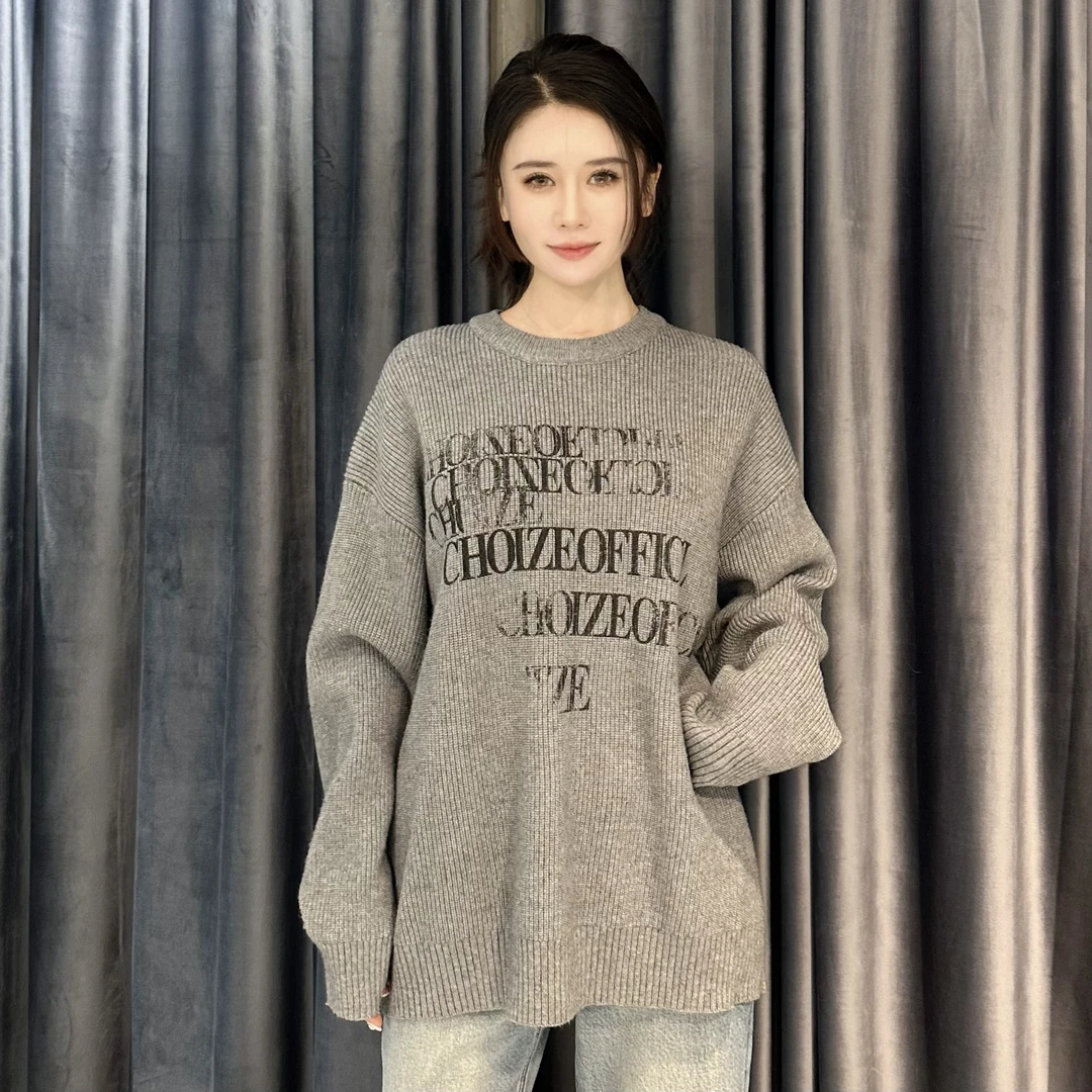 【婷婷同款】字母圆领针织毛衣50362