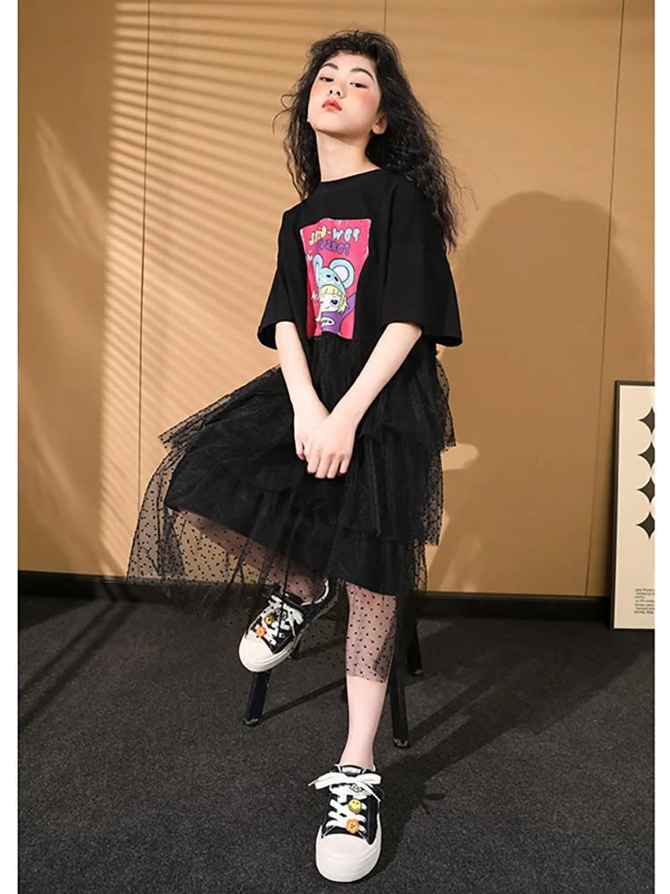 女童纱裙夏装2024洋气新款中大童儿童裙子女孩夏季连衣裙蛋糕裙潮