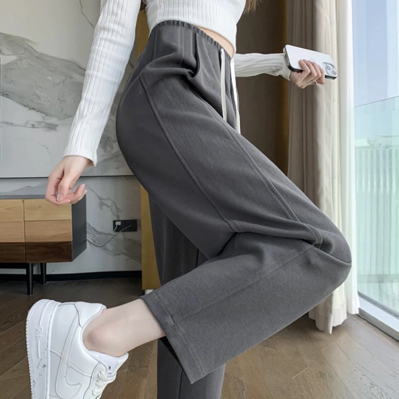 生完可以穿的春季无托腹抽绳运动卫裤小个子奶奶裤直筒哈伦九分裤