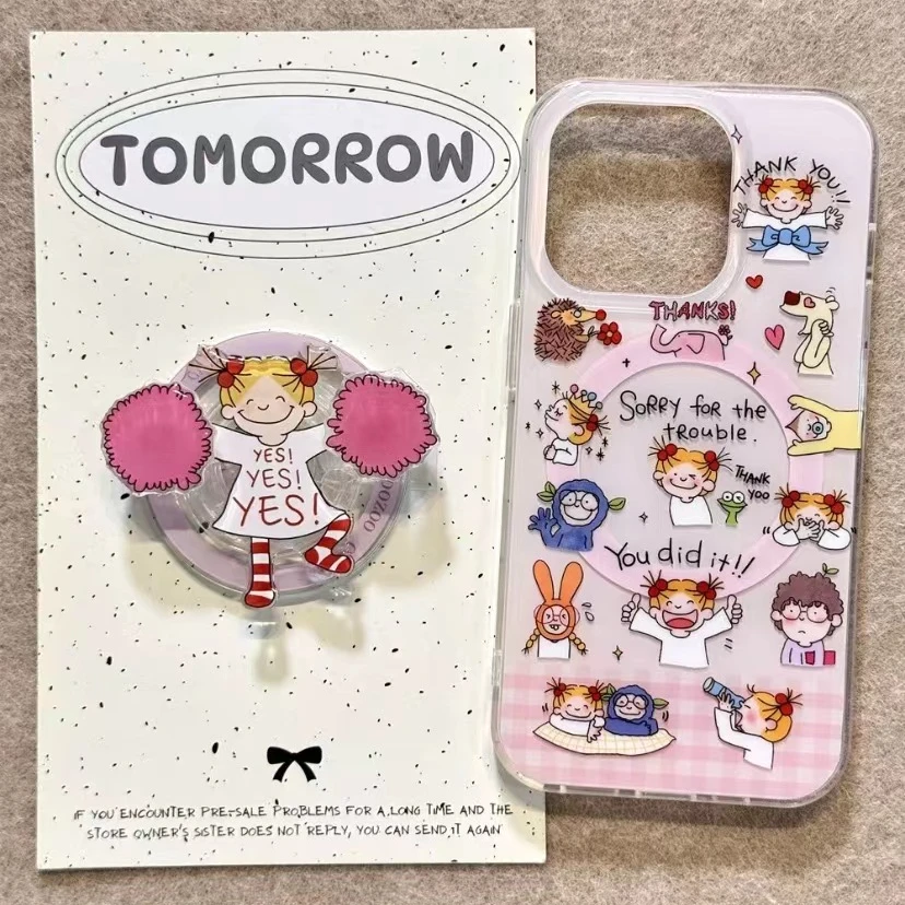 啦啦队coco酱适用苹果16promax手机壳iphone15磁吸支架14链条13女