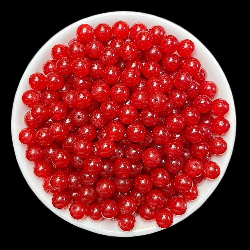 散珠天然南红锦红 8mm 50颗(赠弹力绳)N008(赠3颗)