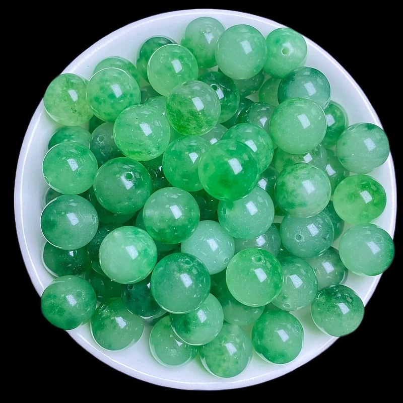 散珠天然飘绿花14mm 5颗(赠弹力绳)D014