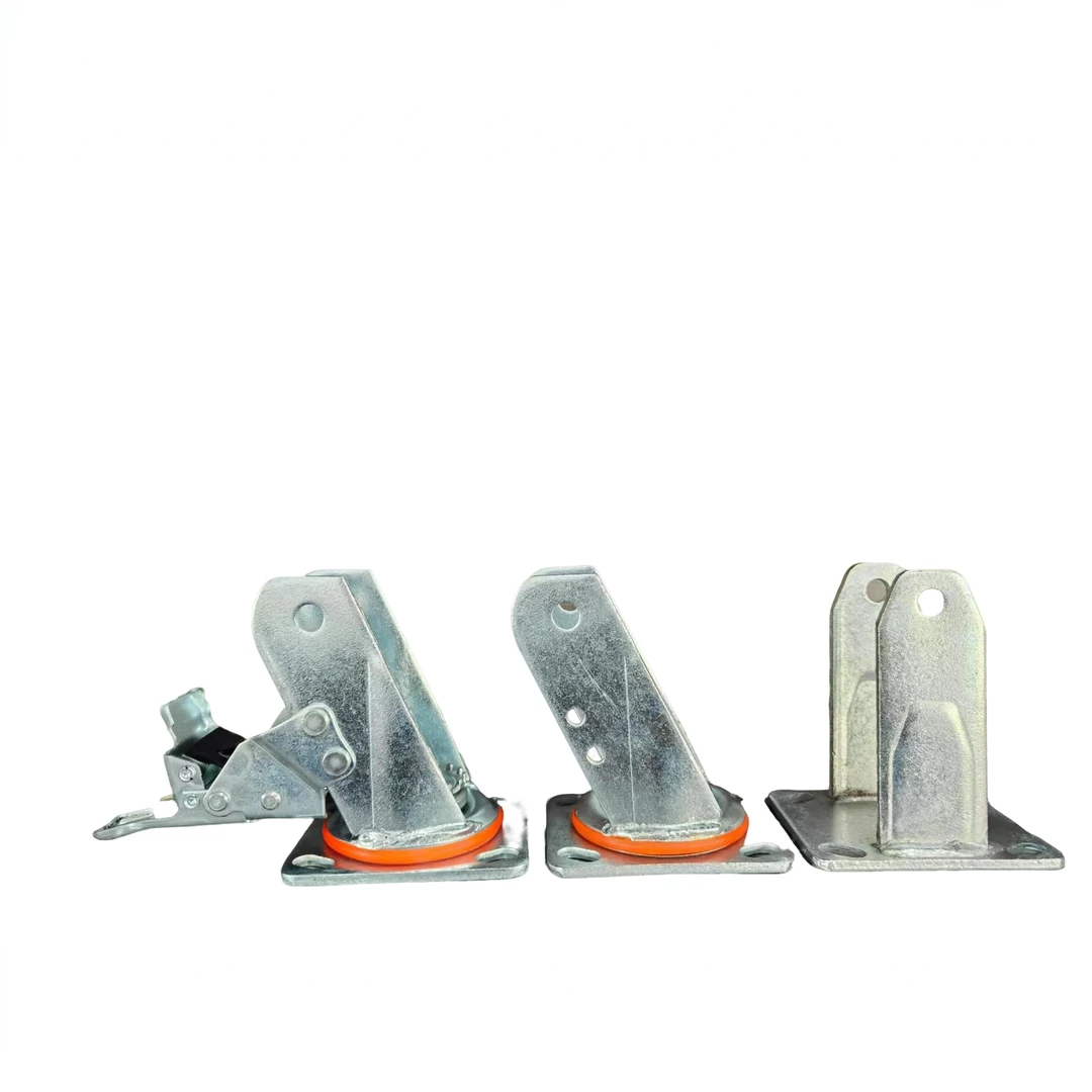 厂家直销4寸5寸6寸8寸重型镀锌支架万向脚轮配件加厚钢板承重力强