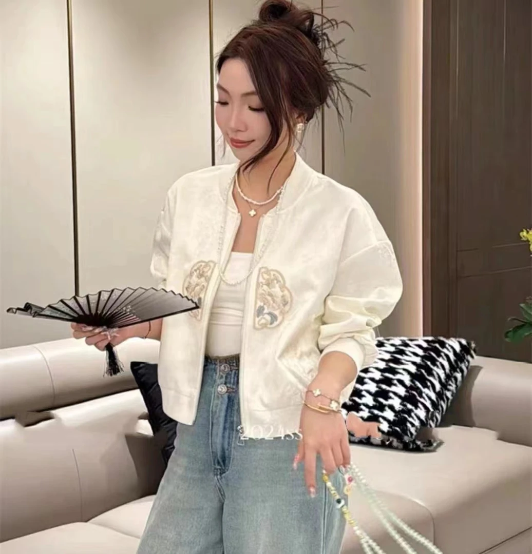 新中式国风2025外套女气质时尚春季新款百搭拉链开衫棒球服F56