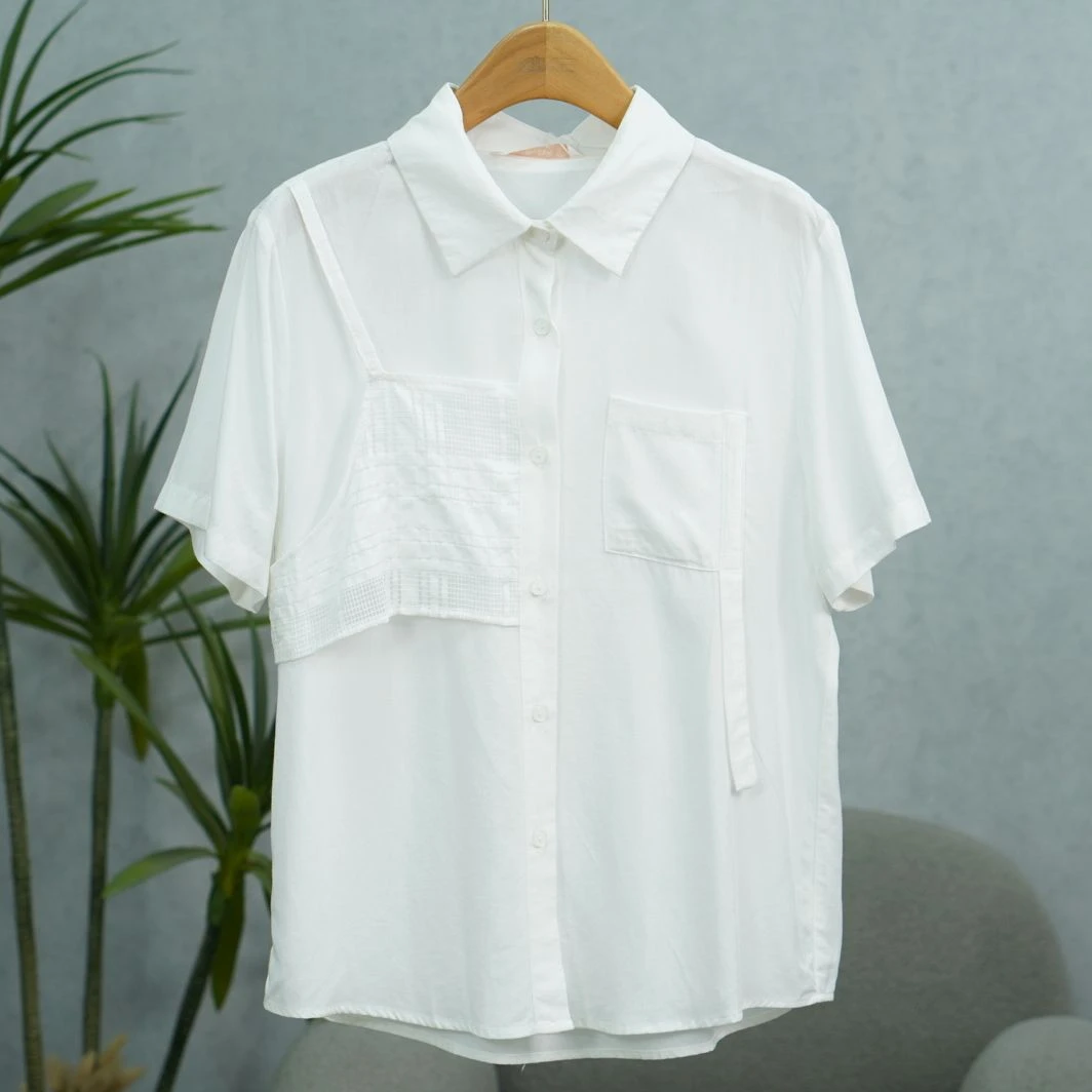 咏系列  Y639  女装时尚撤柜衬衫T恤米白B3031205