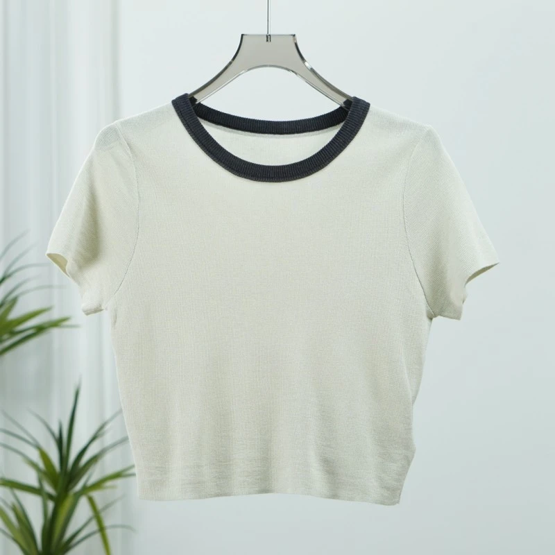 设计师系列  S202  女装时尚撤柜短袖针织衫云灰色MYO223