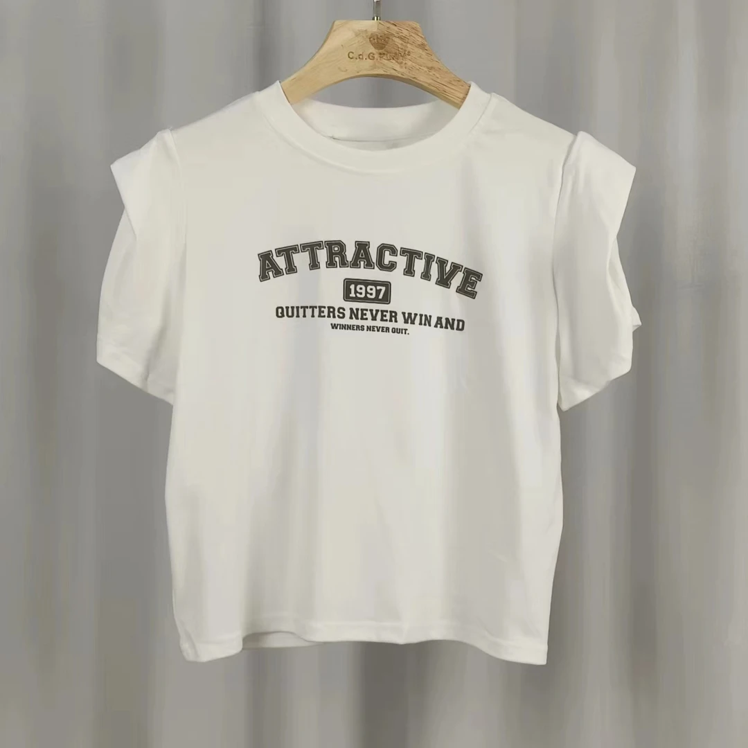 抹系列  WZ1233   女装时尚撤柜上衣T恤本白D4222010