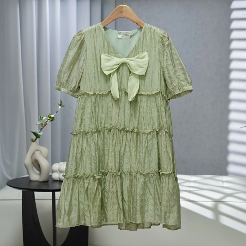 咏系列   Z745   女装时尚撤柜短袖连衣裙草绿B3150404