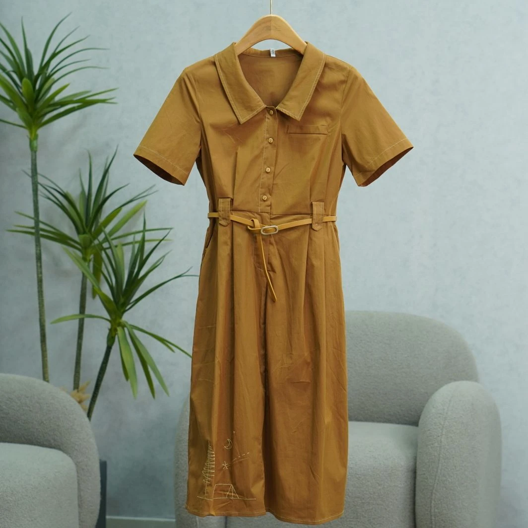 Shi系列    S251   女装时尚撤柜绣花衬衫连衣裙焦糖2281506