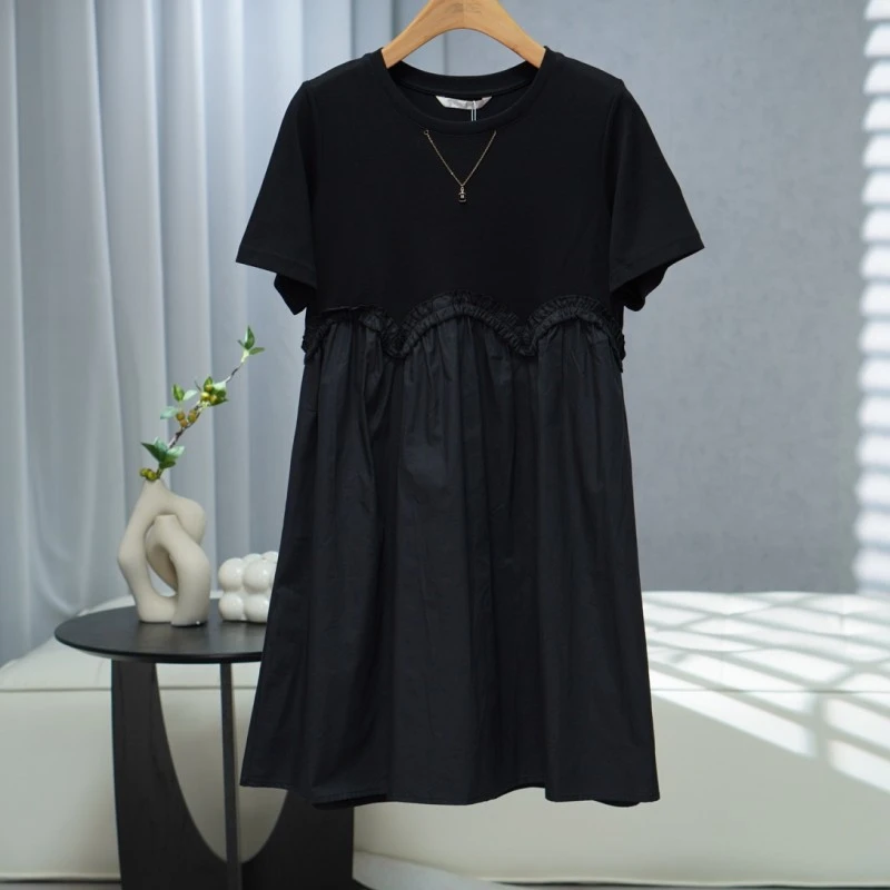 咏系列   Z1078   女装时尚撤柜短袖连衣裙黑色B3154105