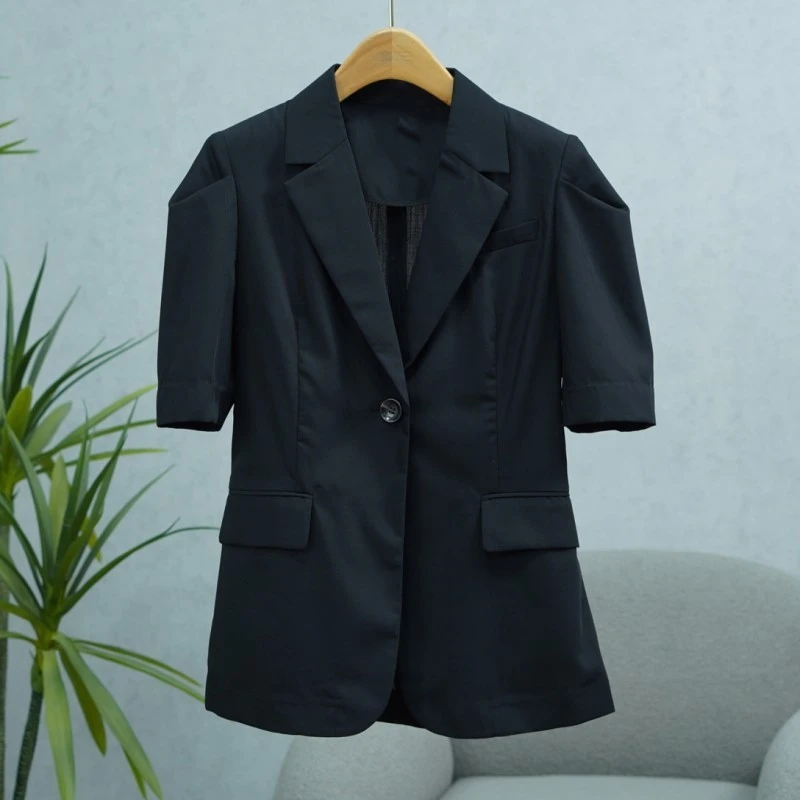 LI丽系列E341女装时尚撤柜女士西装外套黑色28255101短袖
