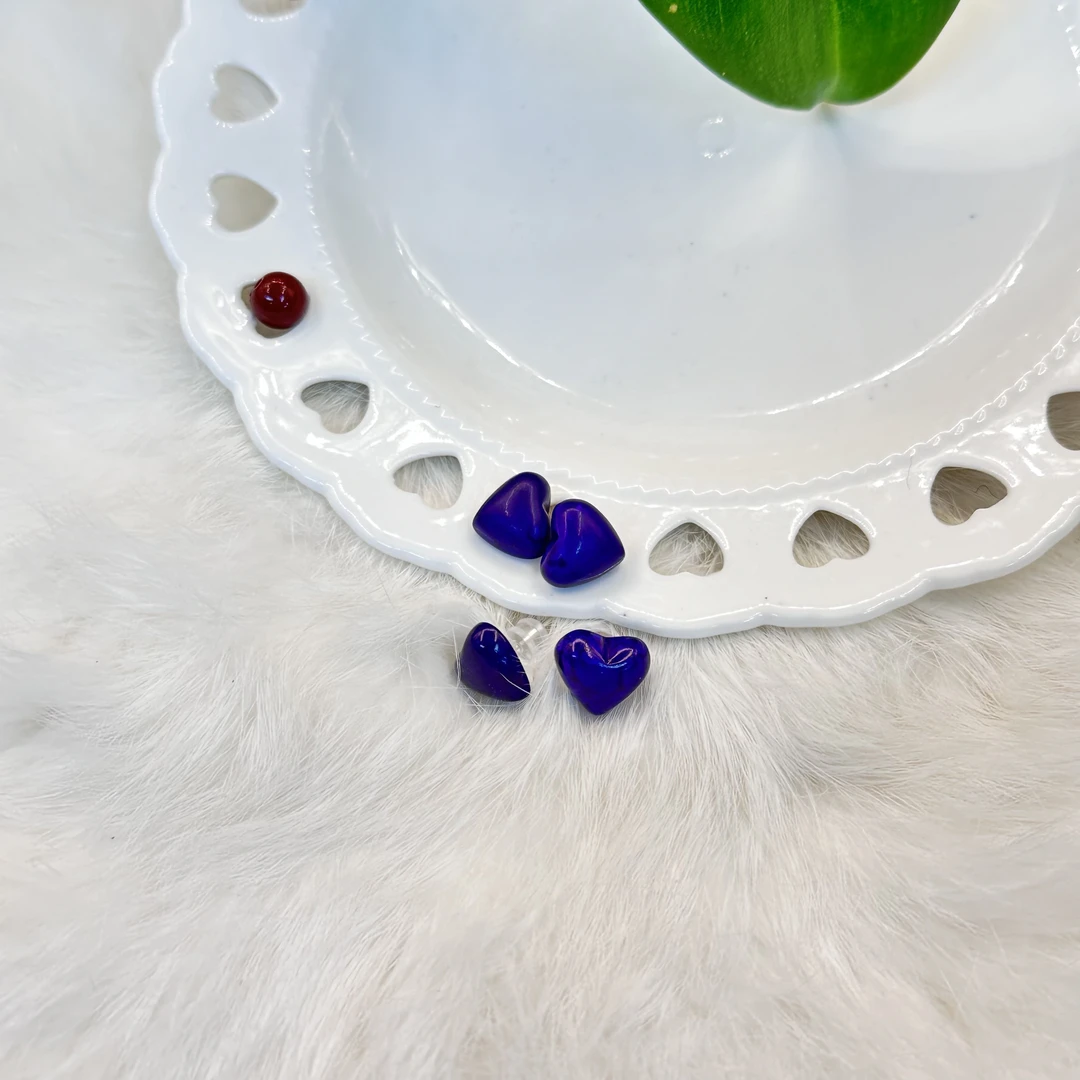 含辰砂工艺品舒皇家紫丝绒爱心耳钉HX012